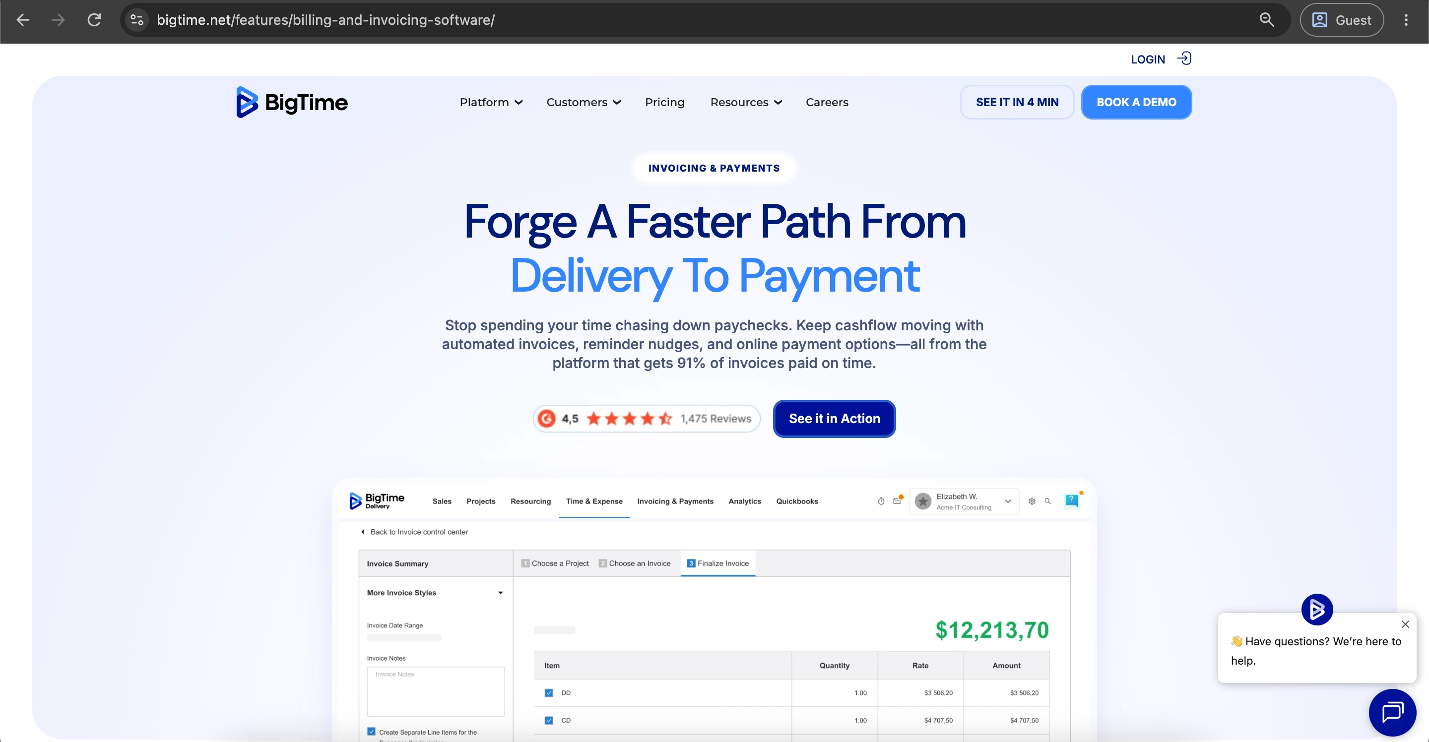 BigTime invoice payment software