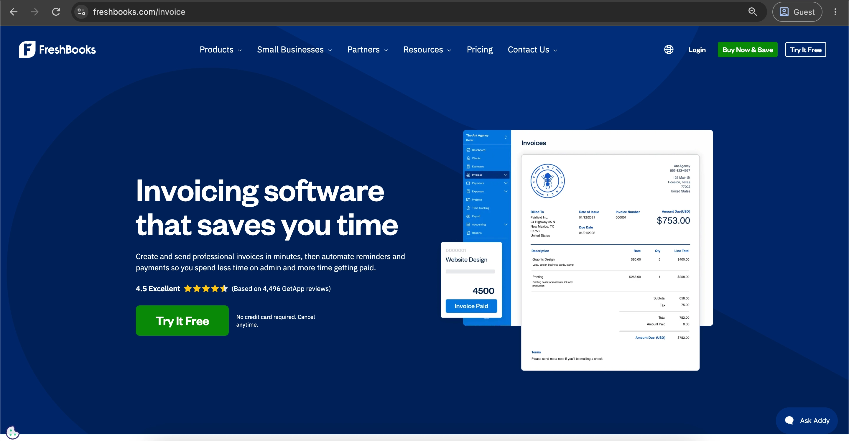 FreshBooks invoice payment software