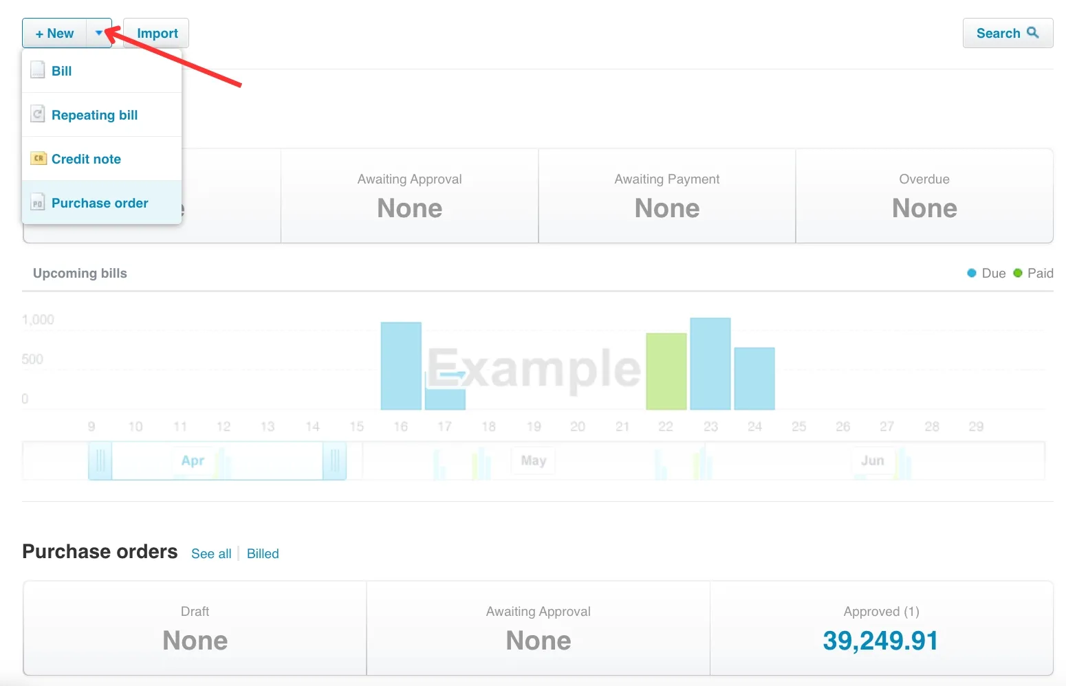 how to use purchases overview in xero 1