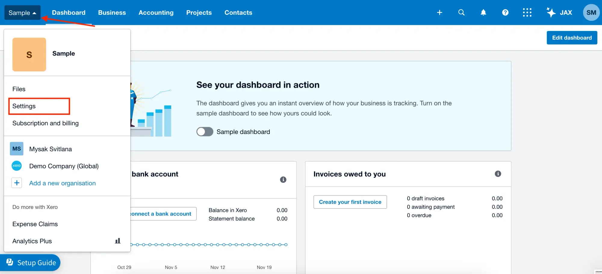 how to add a user to xero step 1