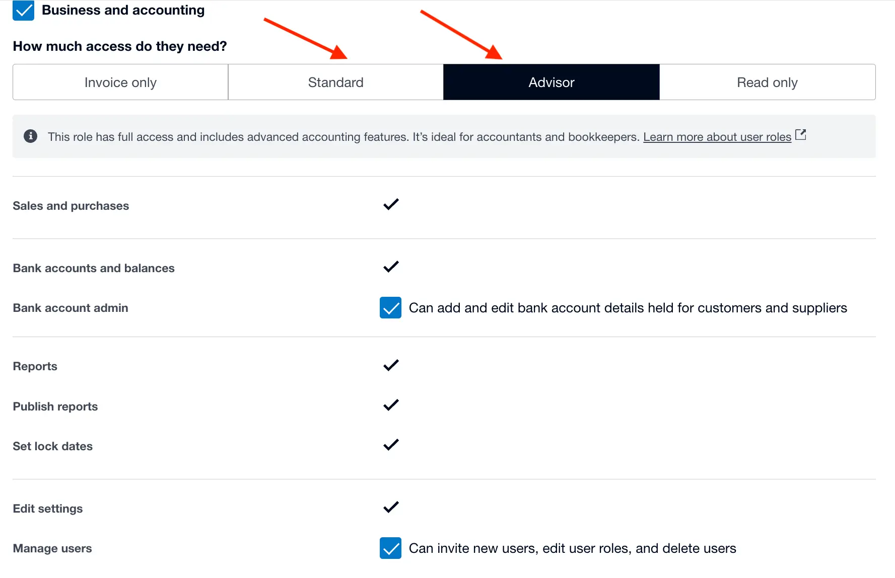 how to add a user and set user access in xero