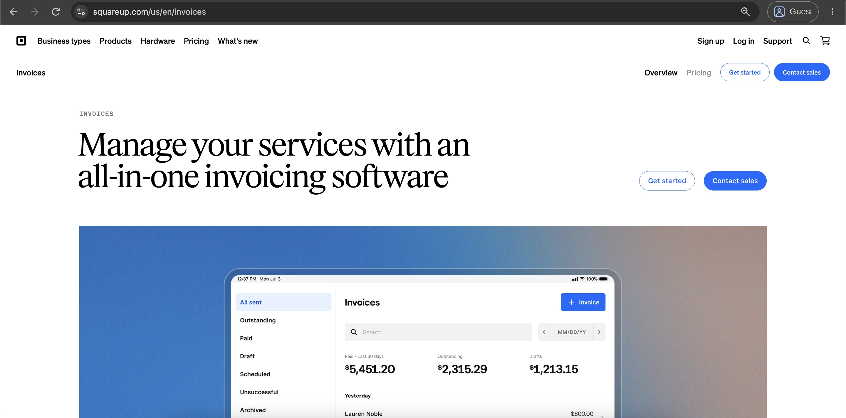 Square Invoices invoice payment software